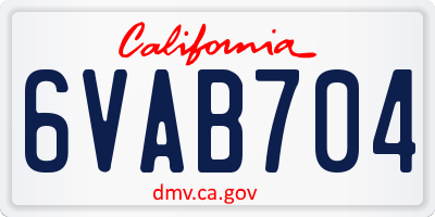 CA license plate 6VAB704