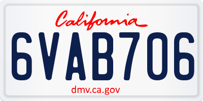 CA license plate 6VAB706