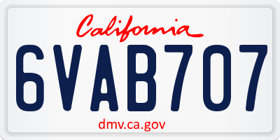 CA license plate 6VAB707