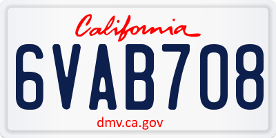 CA license plate 6VAB708