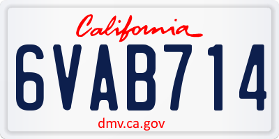 CA license plate 6VAB714