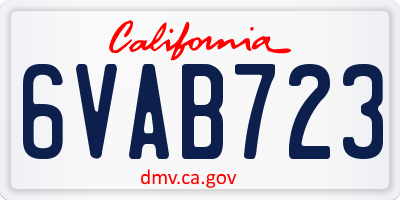 CA license plate 6VAB723