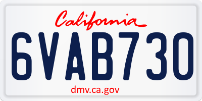 CA license plate 6VAB730