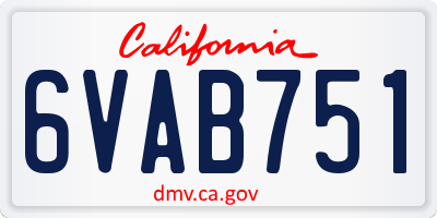 CA license plate 6VAB751