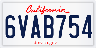 CA license plate 6VAB754