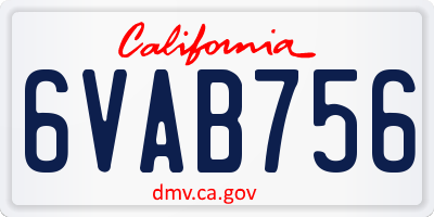 CA license plate 6VAB756