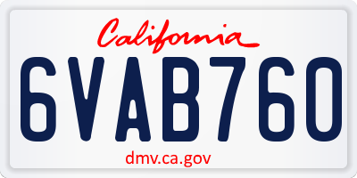 CA license plate 6VAB760