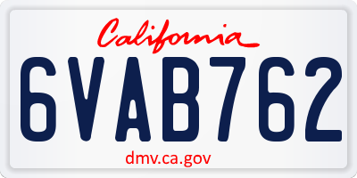 CA license plate 6VAB762