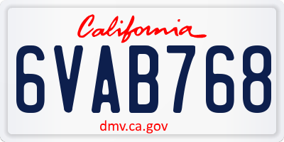 CA license plate 6VAB768