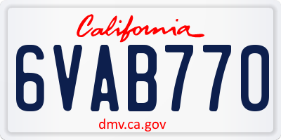 CA license plate 6VAB770