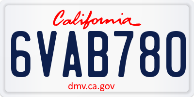 CA license plate 6VAB780