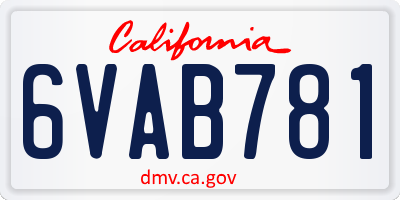 CA license plate 6VAB781
