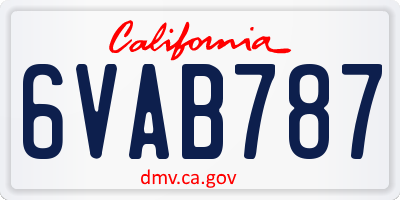 CA license plate 6VAB787