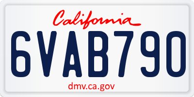 CA license plate 6VAB790