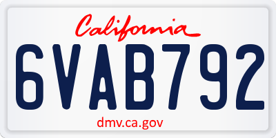 CA license plate 6VAB792