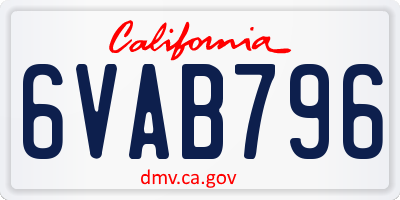 CA license plate 6VAB796