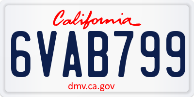 CA license plate 6VAB799