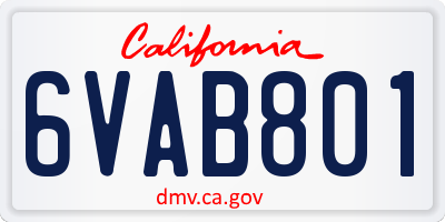 CA license plate 6VAB801