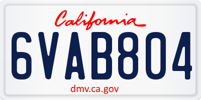 CA license plate 6VAB804