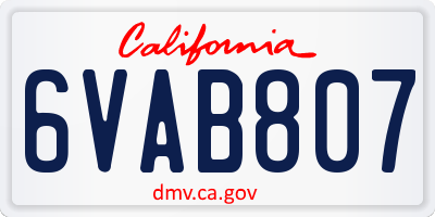 CA license plate 6VAB807