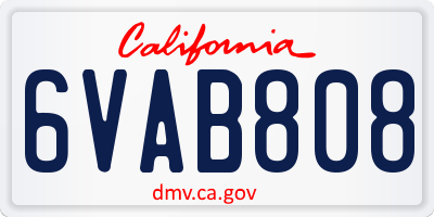 CA license plate 6VAB808