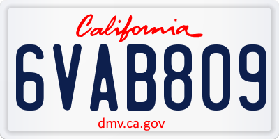 CA license plate 6VAB809