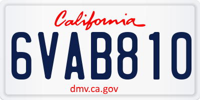 CA license plate 6VAB810