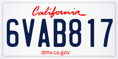 CA license plate 6VAB817