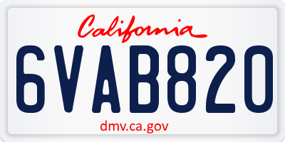 CA license plate 6VAB820