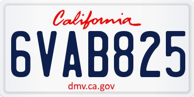 CA license plate 6VAB825