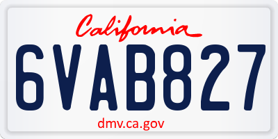 CA license plate 6VAB827