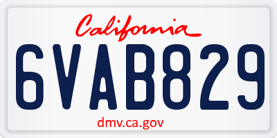 CA license plate 6VAB829