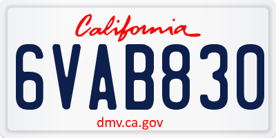 CA license plate 6VAB830