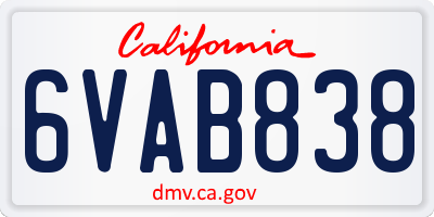 CA license plate 6VAB838