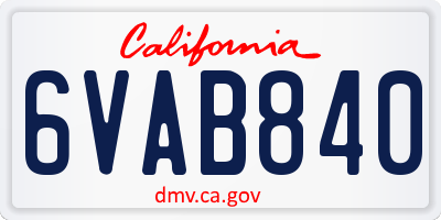 CA license plate 6VAB840