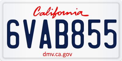 CA license plate 6VAB855