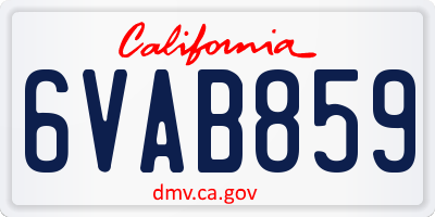 CA license plate 6VAB859