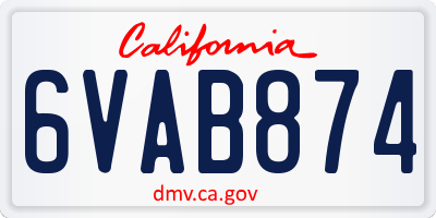 CA license plate 6VAB874