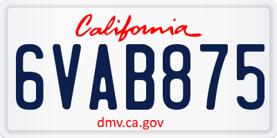 CA license plate 6VAB875