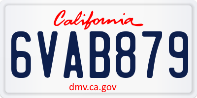 CA license plate 6VAB879