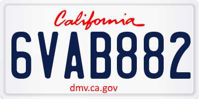 CA license plate 6VAB882