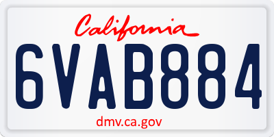 CA license plate 6VAB884