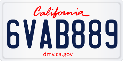 CA license plate 6VAB889