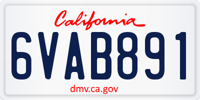 CA license plate 6VAB891