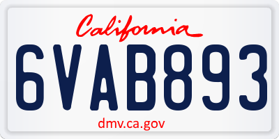 CA license plate 6VAB893