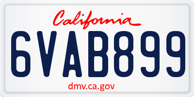 CA license plate 6VAB899