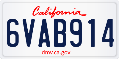 CA license plate 6VAB914