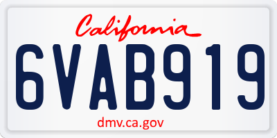 CA license plate 6VAB919