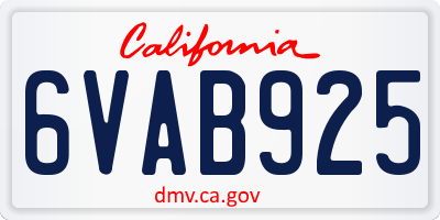 CA license plate 6VAB925