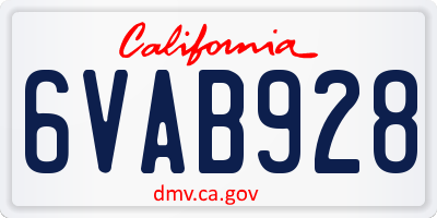 CA license plate 6VAB928